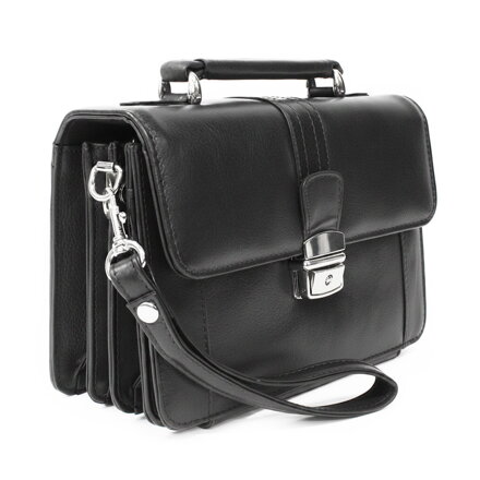 Čierna pánska kožená etue so sklápacím registrom a držadlom 611-2415-60