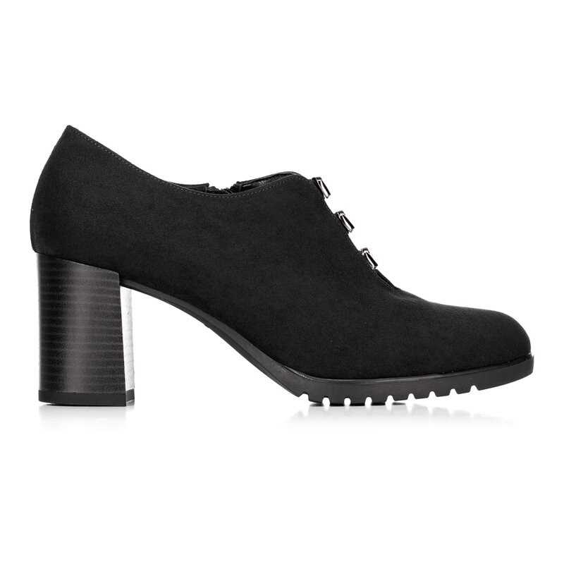 Botki na słupku przed kostkę z ozdobnymi gumkami 92-D-650-1