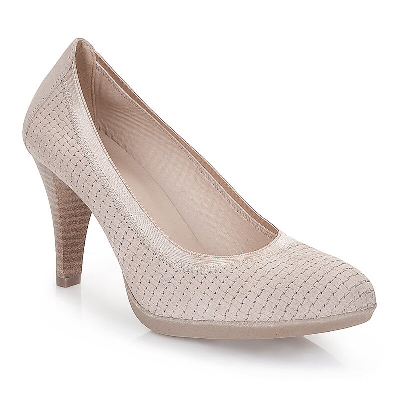 Damskie czółenka z nubuku w drobną plecionkę 86-D-300-0