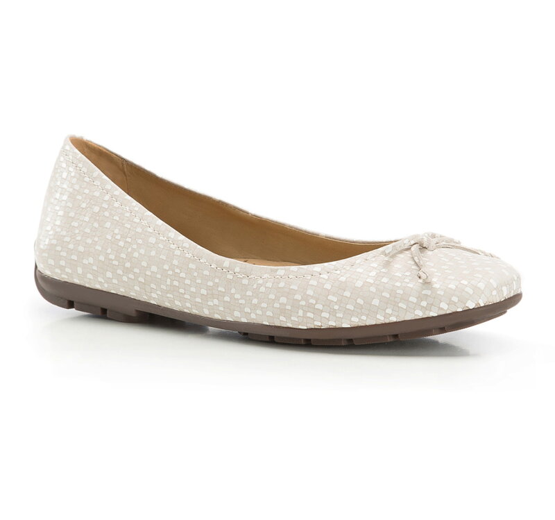 Baleriny skórzane basic z kokardką szaro-białe 86-D-708-X