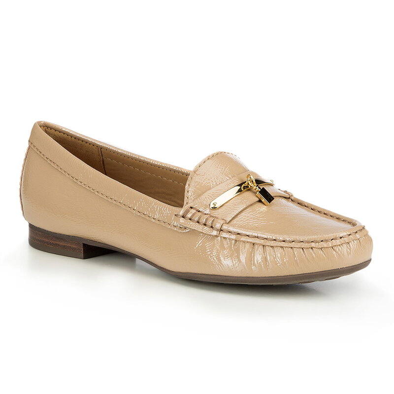 Damskie mokasyny z lakierowanej skóry z ozdobą 87-D-710-9