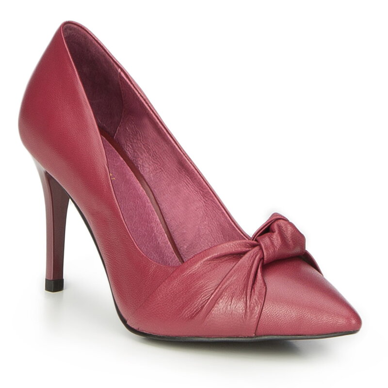 Szpilki skórzane z węzłem 87-D-927-3