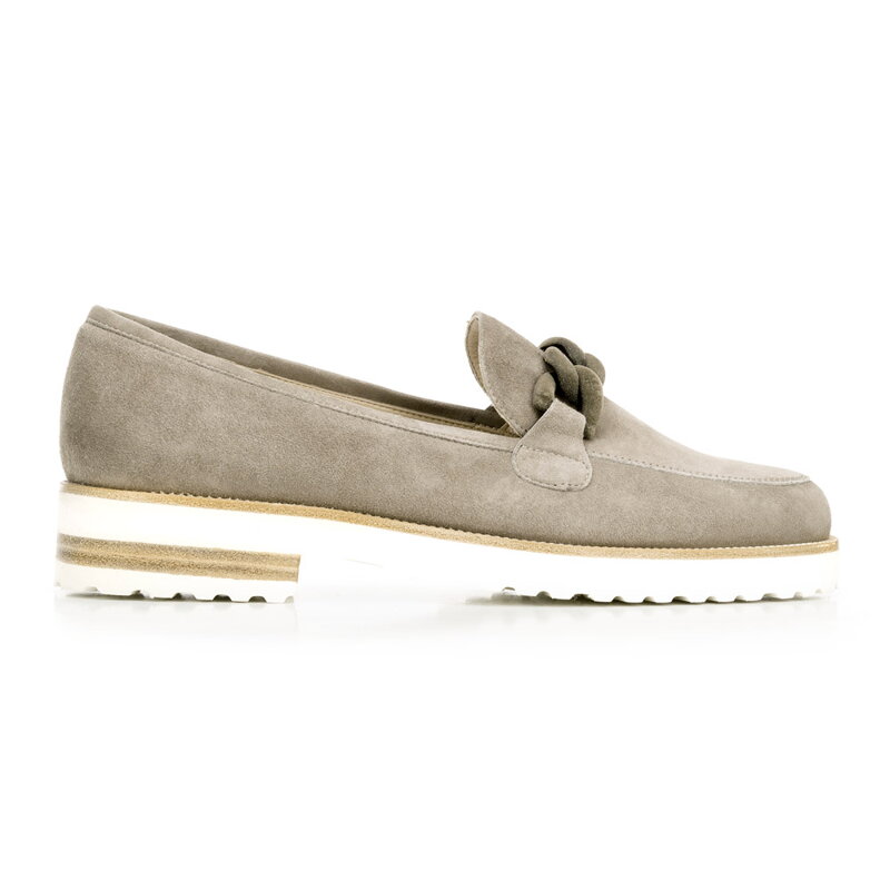 Damskie mokasyny zamszowe na platformie beżowe 92-D-106-9