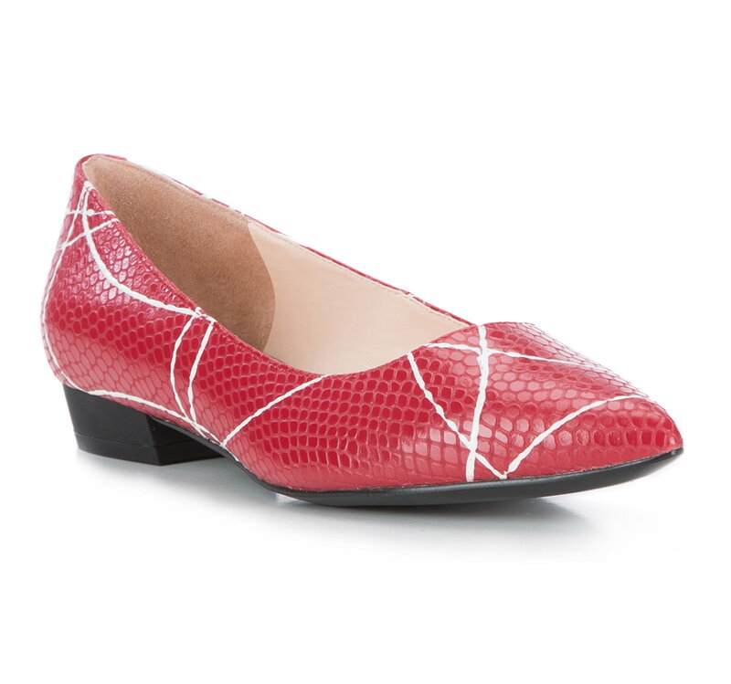 Baleriny skórzane podwójnie zdobione 84-D-602-3