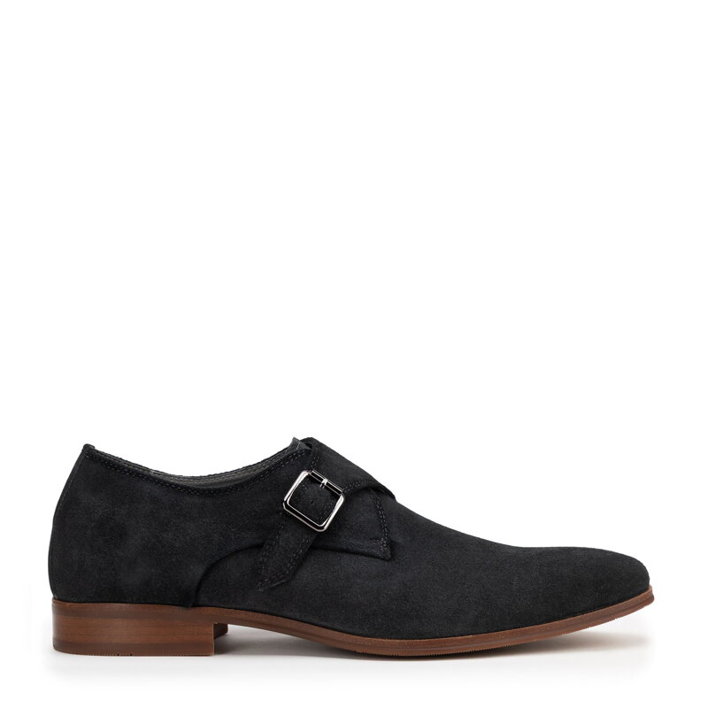Męskie buty monki ze skóry zamszowej ciemny szary 100-M-512-8 Męskie buty monki ze skóry zamszowej ciemny szary 100-M-512-8