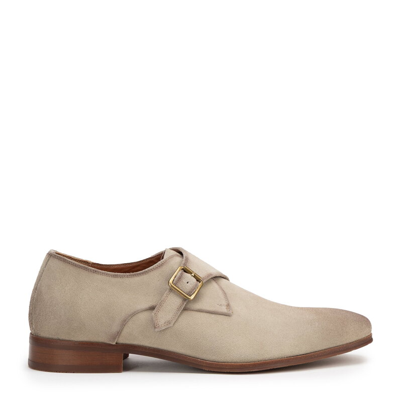 Męskie buty monki ze skóry zamszowej beżowe 100-M-512-9 Męskie buty monki ze skóry zamszowej beżowe 100-M-512-9