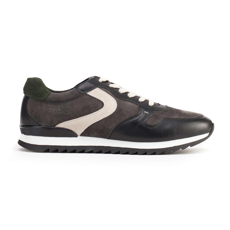Męskie sneakersy skórzane wielokolorowe szaro-białe 93-M-508-8 Męskie sneakersy skórzane wielokolorowe szaro-białe 93-M-508-8