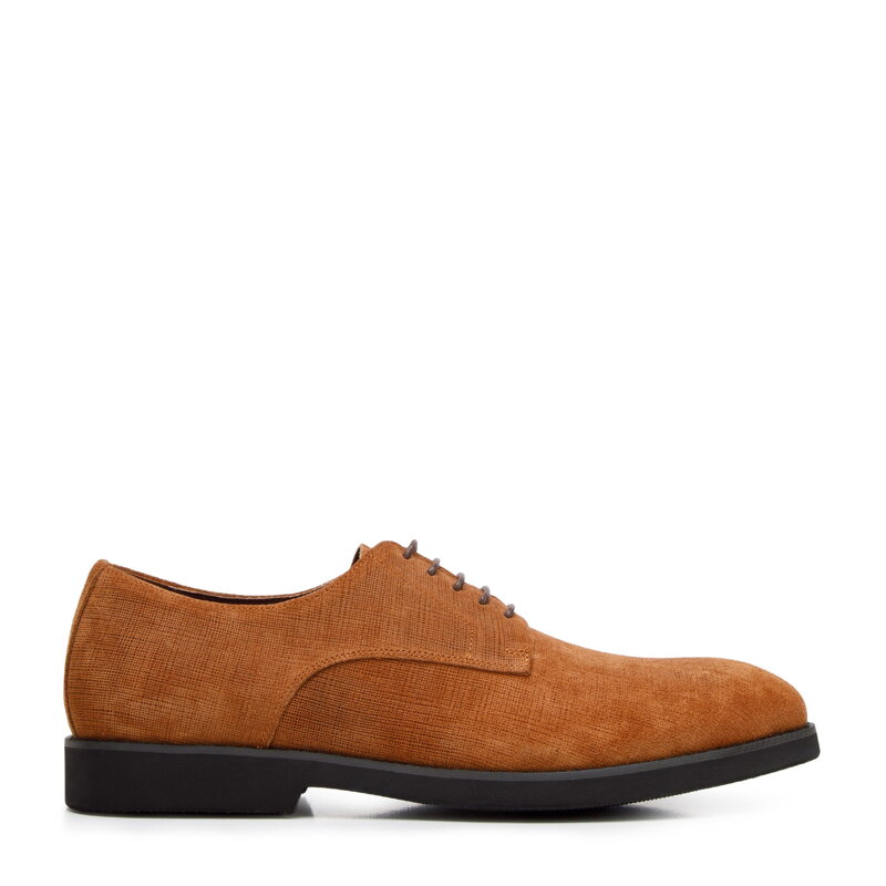 Męskie buty derby z tłoczonego zamszu brązowe 94-M-905-5 Męskie buty derby z tłoczonego zamszu brązowe 94-M-905-5