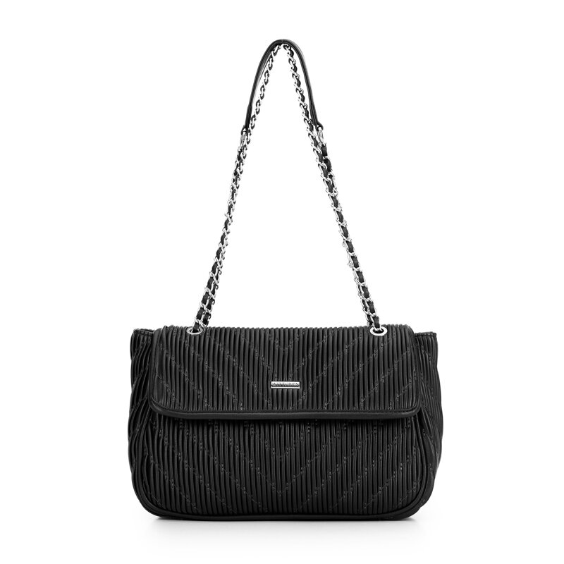 Crossbody z ekoskóry na łańcuszku czarna 99-4Y-634-1 Crossbody z ekoskóry na łańcuszku czarna 99-4Y-634-1
