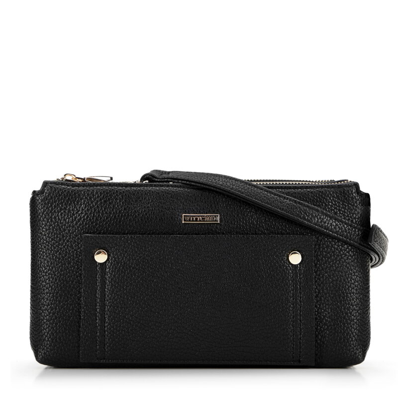 Damska crossbody dwukomorowa z kieszonką czarno - złota 29-4Y-604-1G Damska crossbody dwukomorowa z kieszonką czarno - złota 29-4Y-604-1G
