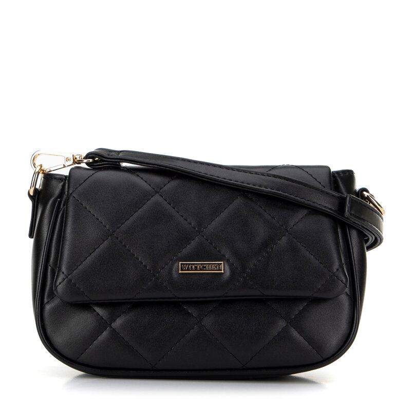 Damska crossbody z ekoskóry w przeszycia czarna 29-4Y-609-1 Damska crossbody z ekoskóry w przeszycia czarna 29-4Y-609-1
