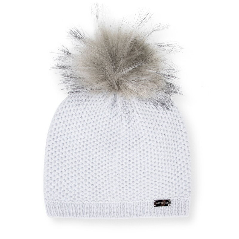 Damska czapka o gęstym splocie z pomponem 95-HF-003-8 Damska czapka o gęstym splocie z pomponem 95-HF-003-8