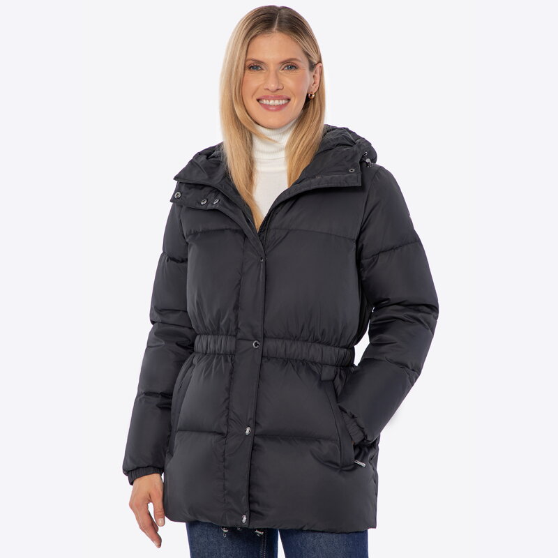 Damska kurtka z naturalnym puchem czarna 101-9D-205-1