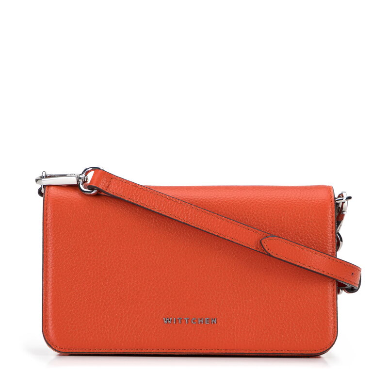 Damska listonoszka skórzana dwukomorowa mała pomarańczowa 95-4E-650-6