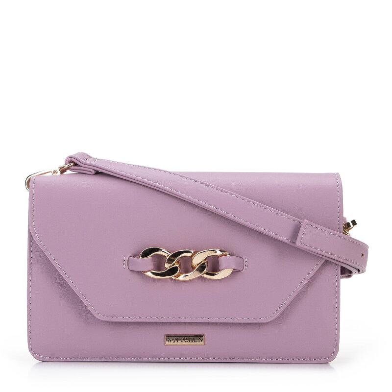 Damska listonoszka z łańcuchem na klapie jasny fiolet 96-4Y-625-F