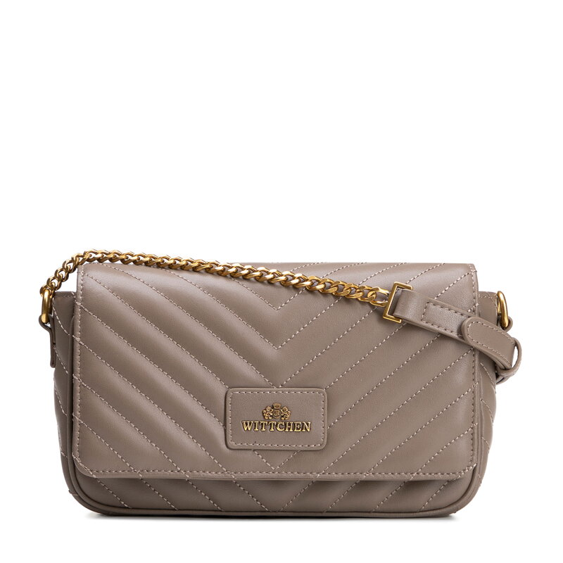 Damska listonoszka ze skóry naturalnej z przeszyciami beżowa 102-4E-204-9