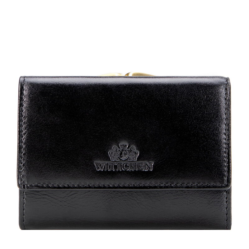 Damska portmonetka ze skóry naturalnej mała czarna 21-1-053-L10