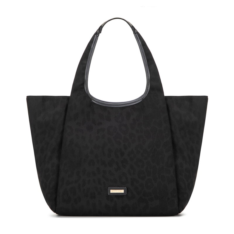 Damska shopperka w motyw panterki czarna 101-4Y-413-1