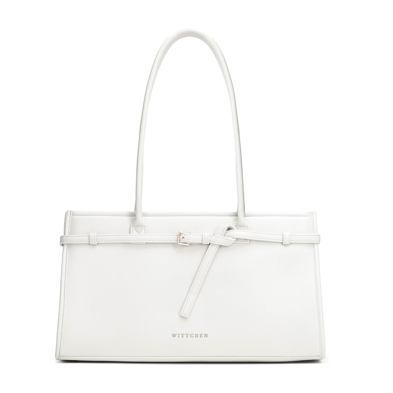 Damska shopperka z imitacji skóry podłużna złamana biel 102-4Y-415-0