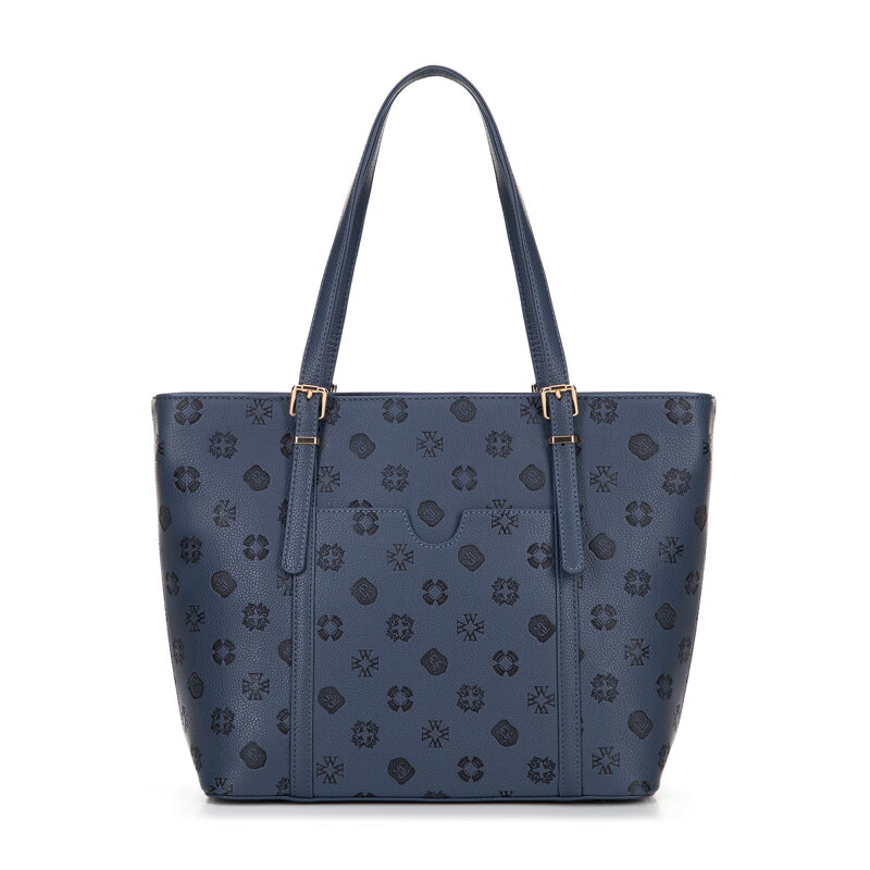 Damska shopperka z imitacji skóry w tłoczenie granatowa 101-4Y-P05-7