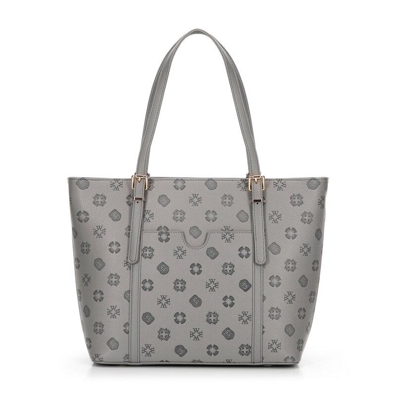 Damska shopperka z imitacji skóry w tłoczenie szara 101-4Y-P05-8