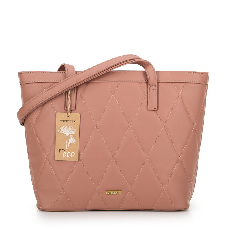 Dámska shopper kabelka z prešívanej ekokože, ružová 99-4Y-211-P Dámska shopper kabelka z prešívanej ekokože, ružová 99-4Y-211-P