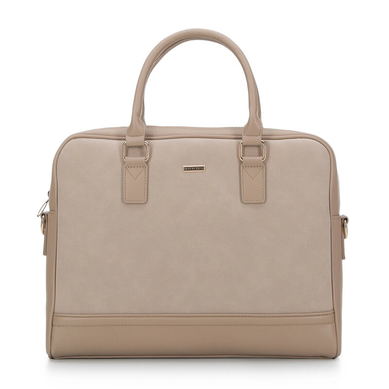 Damska torba na laptopa 11”/12” z frontem z ekozamszu beżowa 94-4Y-624-9 Damska torba na laptopa 11”/12” z frontem z ekozamszu beżowa 94-4Y-624-9