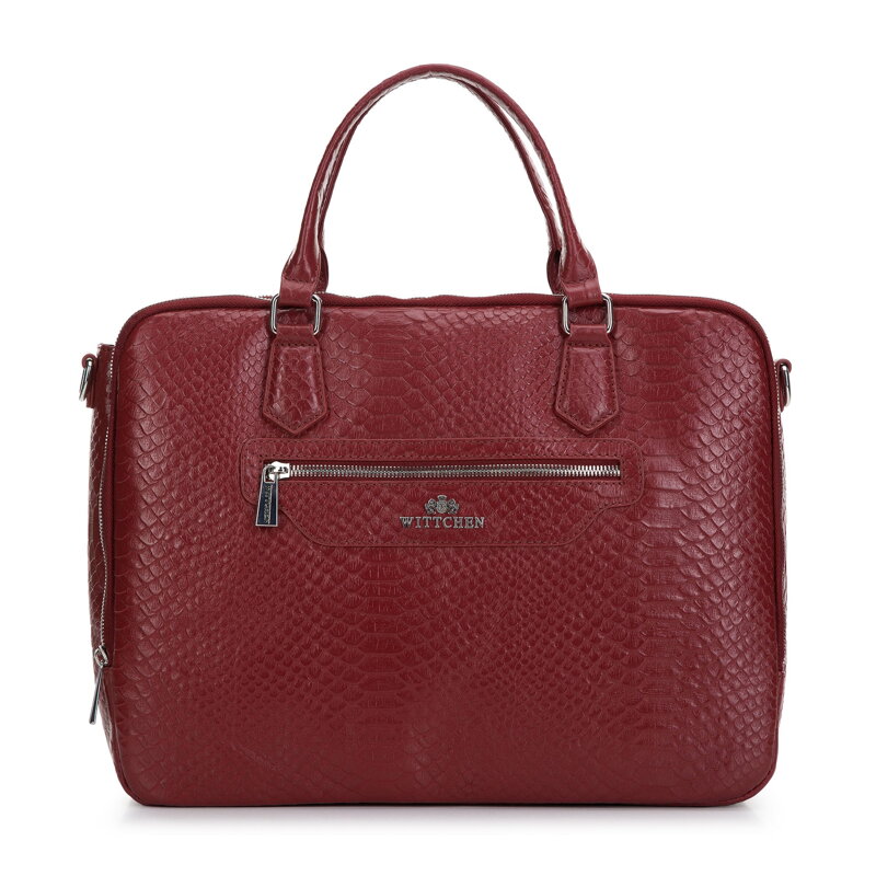 Damska torba na laptopa 13" ze skóry croco bordowa 97-4E-006-3 Damska torba na laptopa 13" ze skóry croco bordowa 97-4E-006-3