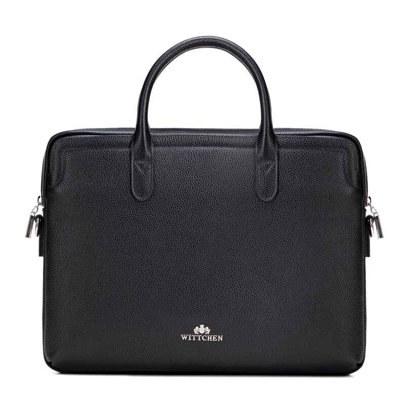 Damska torba na laptopa 15,6” ze skóry naturalnej groszkowej czarno - srebrna 102-4E-620-1S