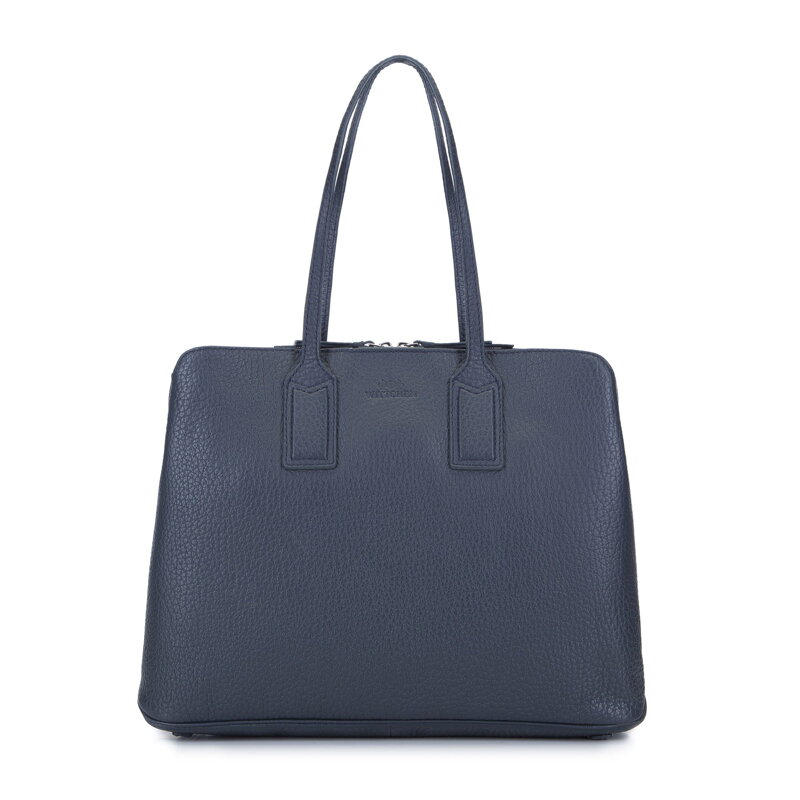 Damska torba na laptopa 13”/14” ze skóry groszkowej granatowa 93-4E-205-N Damska torba na laptopa 13”/14” ze skóry groszkowej granatowa 93-4E-205-N