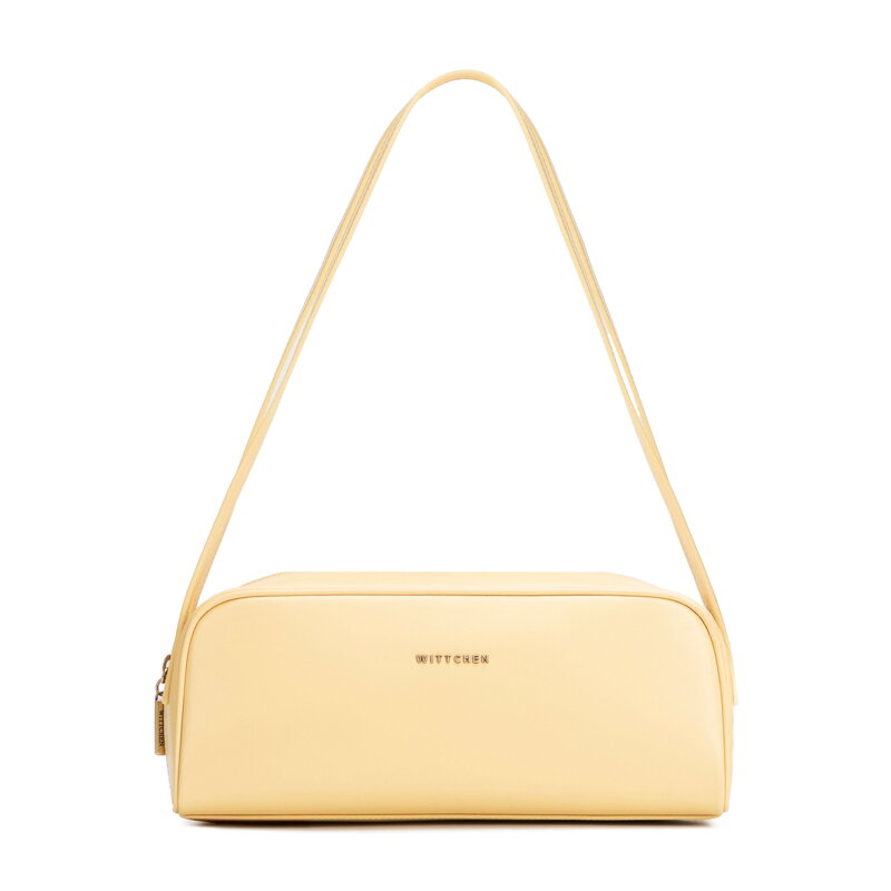 Damska torebka bagietka ze skóry naturalnej podłużna żółta 102-4E-600-Y