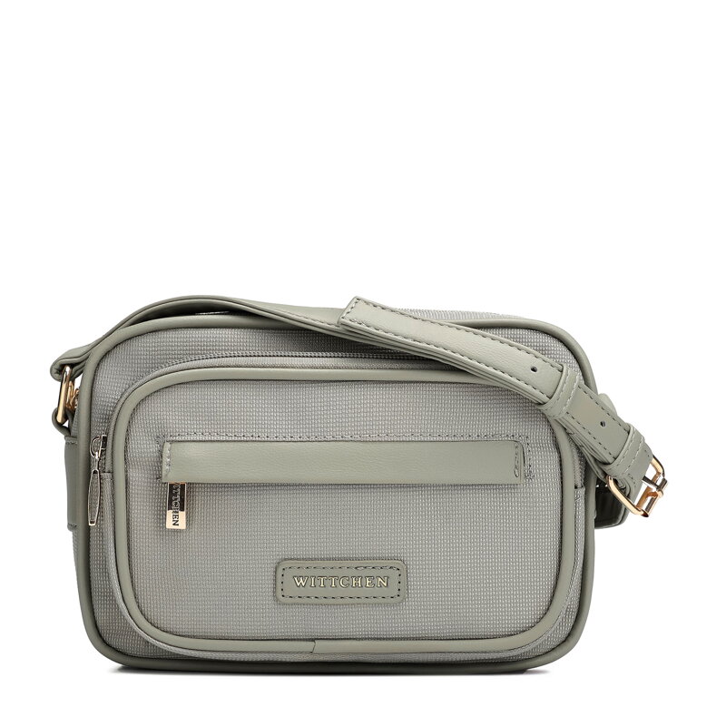 Damska torebka listonoszka z elementami ekoskóry szara 102-4Y-402-8