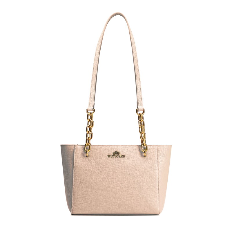 Dámska kožená kabelka cez rameno béžová 100-4E-604-9