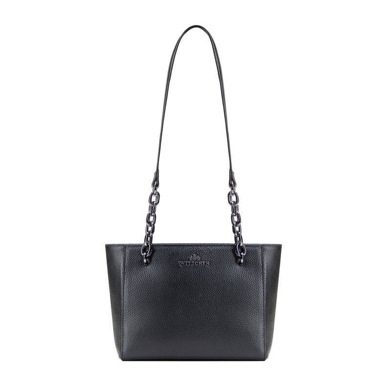 Dámska kabelka cez rameno čierna a grafitová koža 100-4E-604-G1