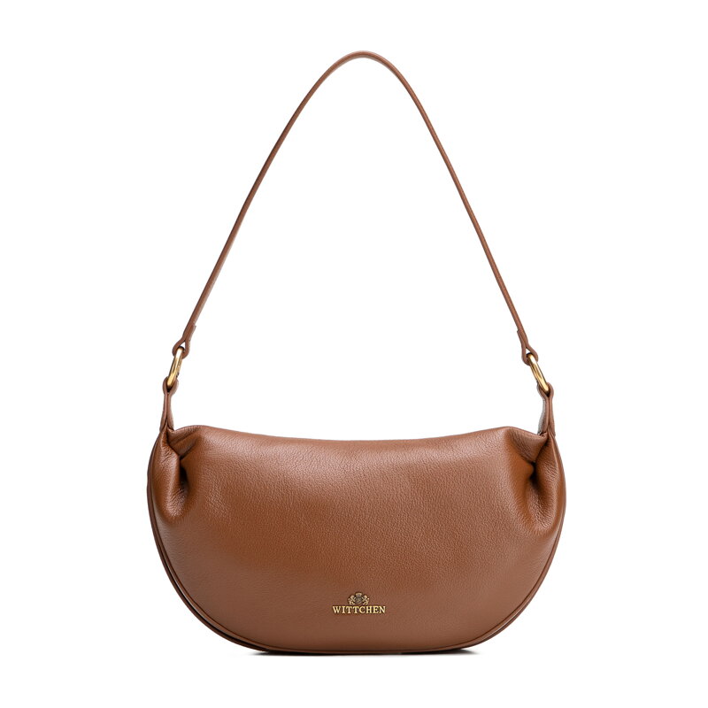 Damska torebka typu bagietka ze skóry naturalnej brązowa 102-4E-611-5