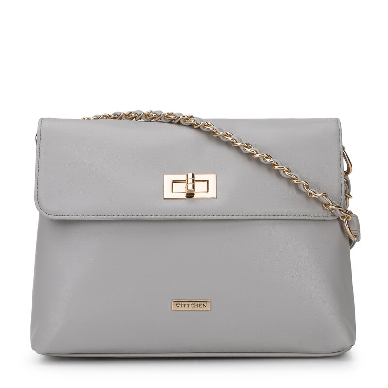 Damska torebka z gładką klapą i łańcuszkiem 95-4Y-056-8