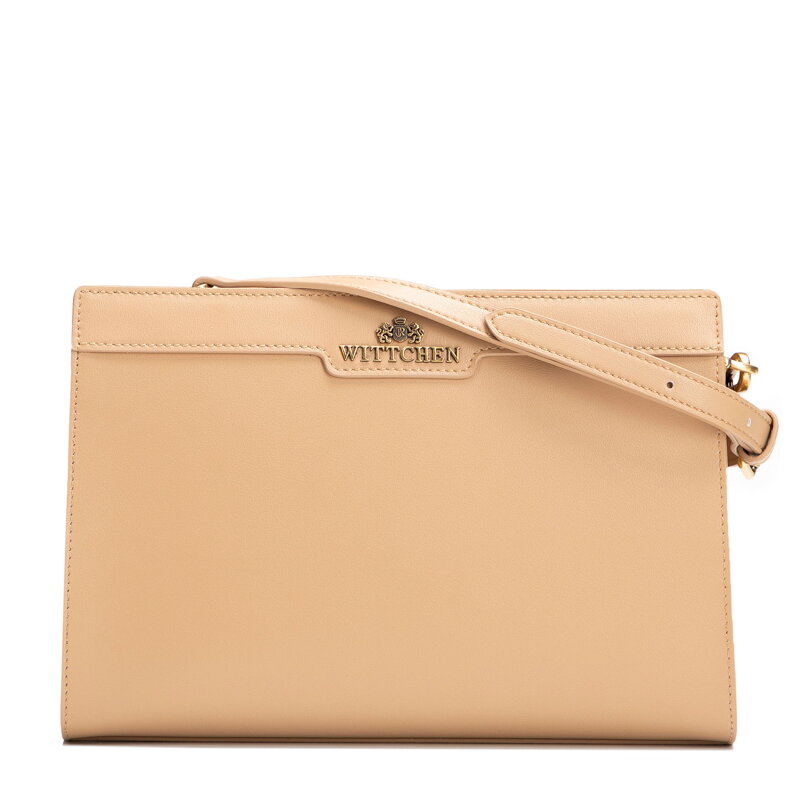 Damska torebka ze skóry naturalnej na ramię beżowa 102-4E-615-9