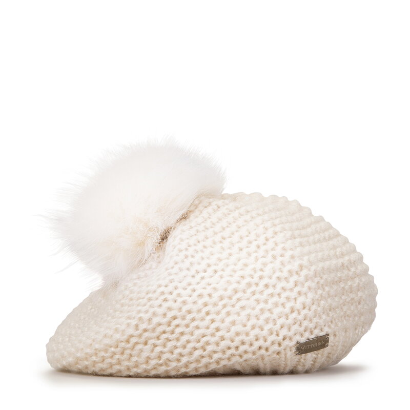 Damski beret z pomponem 95-HF-004-0
