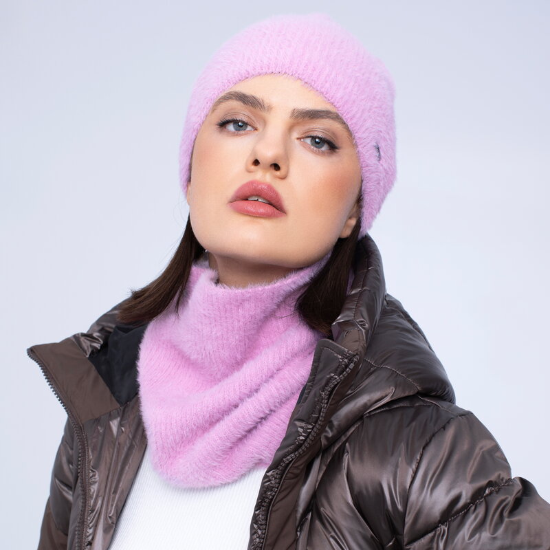 Damski komplet zimowy z miękkiej dzianiny jasny fiolet 97-SF-005-VP