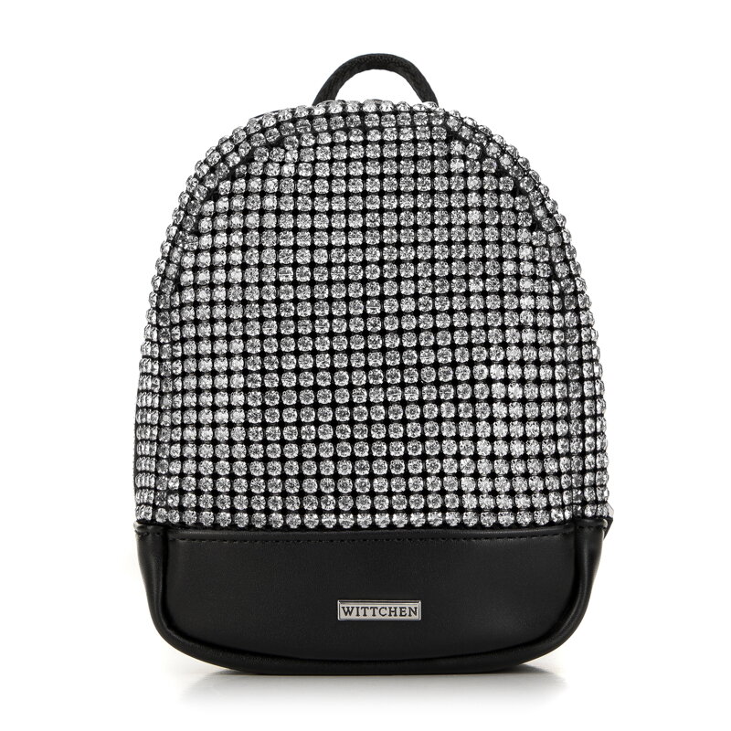 Damski miniplecak z kryształkami srebrny 98-4Y-022-S