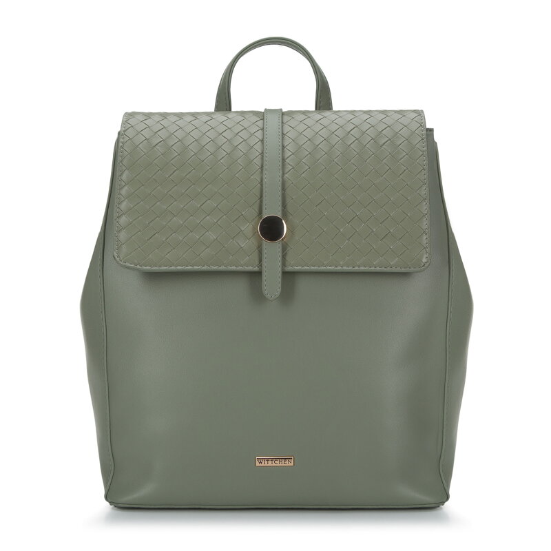 Damski plecak z plecionką na klapie 94-4Y-509-Z