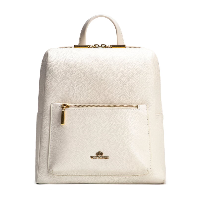 Dámsky batoh z pravej kože, krabicový, krémový 100-4E-226-0