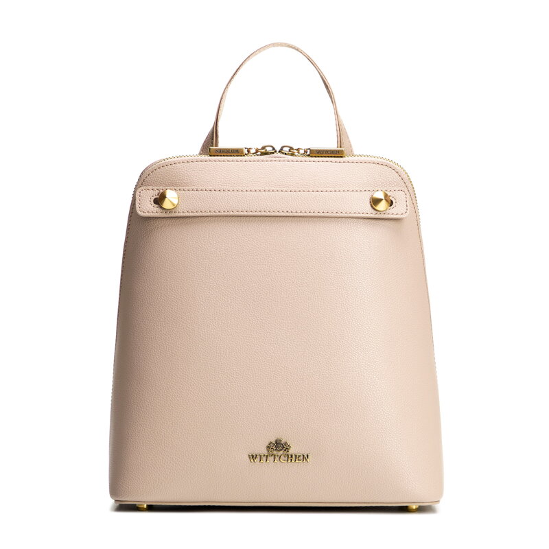 Dámsky kožený batoh lichobežníkový béžový 100-4E-600-9