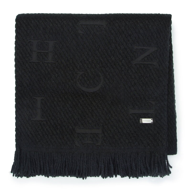 Damski szalik haftowany w litery czarny 93-7F-007-1