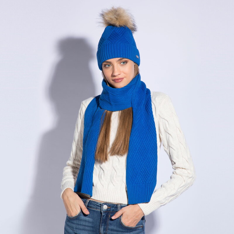 Damski szalik o splocie w karo 95-7F-002-N