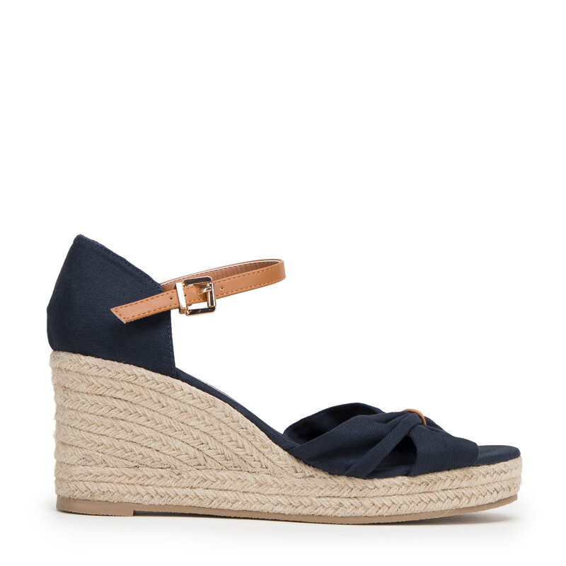 Damskie espadryle z kokardą z przodu granatowe 98-DP-500-N Damskie espadryle z kokardą z przodu granatowe 98-DP-500-N