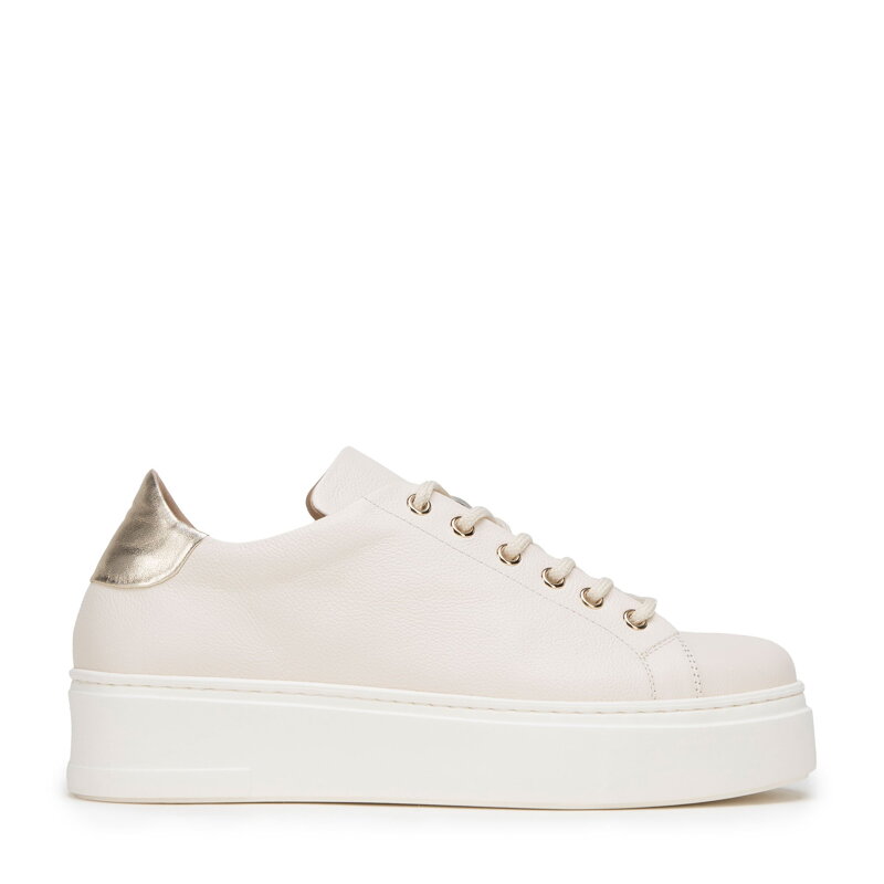 Damskie sneakersy skórzane na platformie klasyczne jasnobeżowe 98-D-108-0 Damskie sneakersy skórzane na platformie klasyczne jasnobeżowe 98-D-108-0