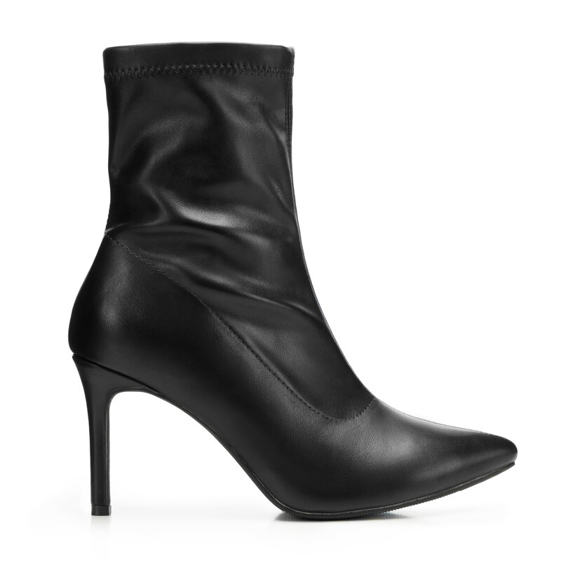 Dopasowane damskie botki na szpilce czarne 101-DP-851-1