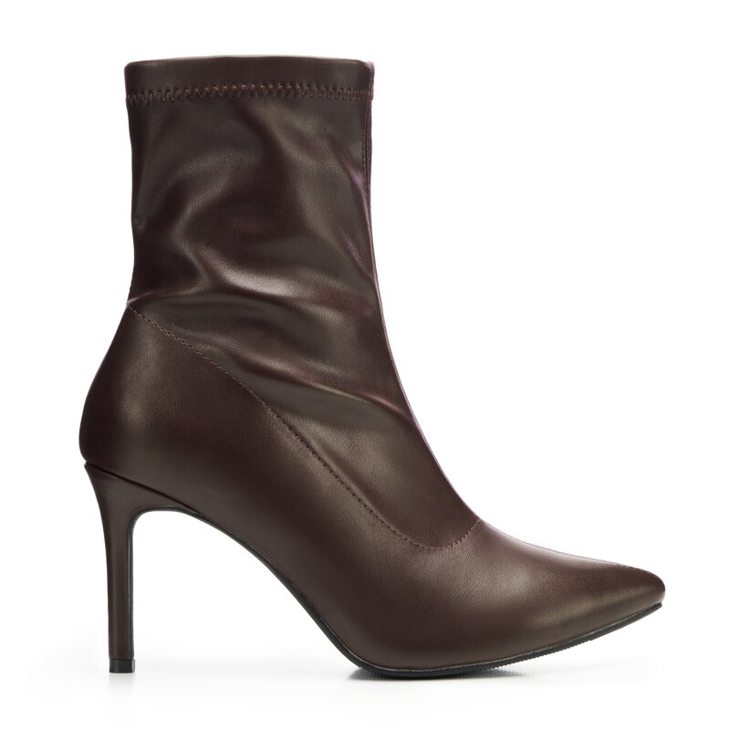 Dopasowane damskie botki na szpilce brązowe 101-DP-851-4