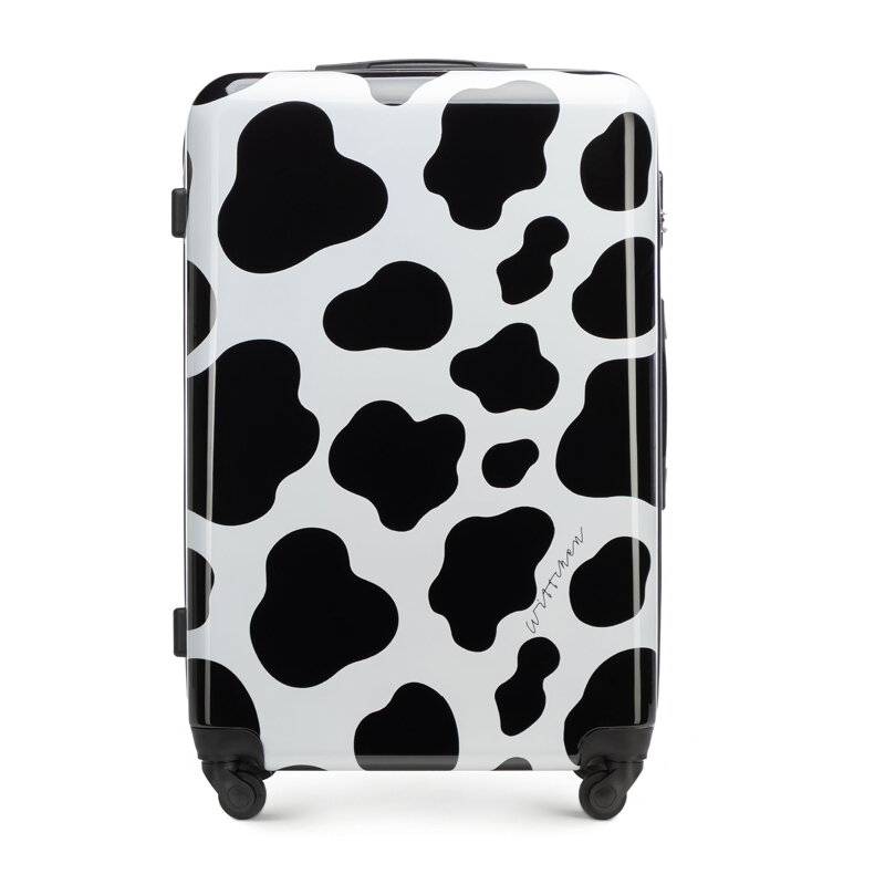 Duża walizka z ABS-u z nadrukiem czarno - biała 56-3A-643-C